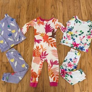 GAP Floral & Leaf Pajama Set Trio - Purple, Pink, Orange, White, Green